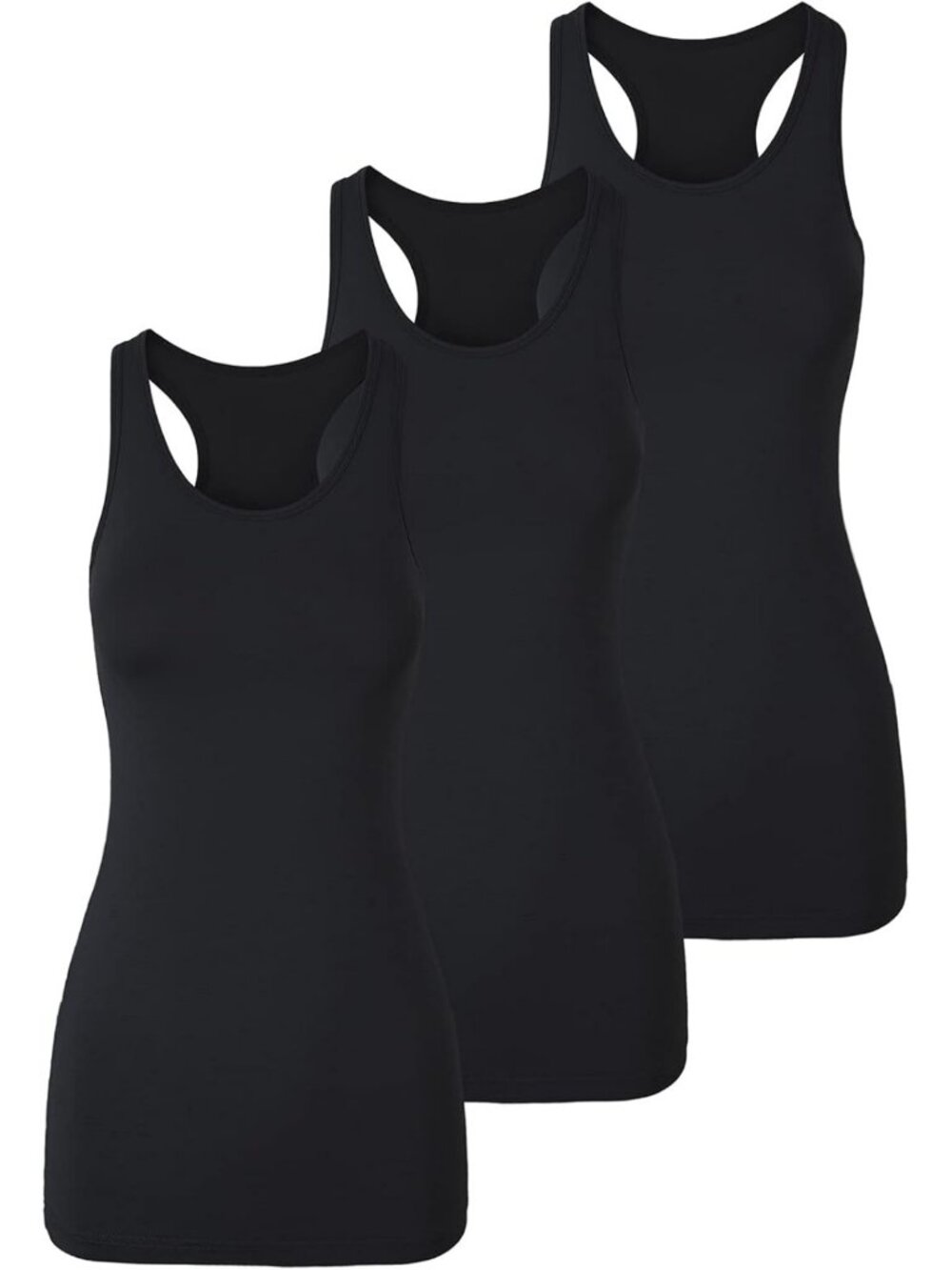 Extra Long Cotton Tank Tops for Women - Racerback Layering Camisole Activewear